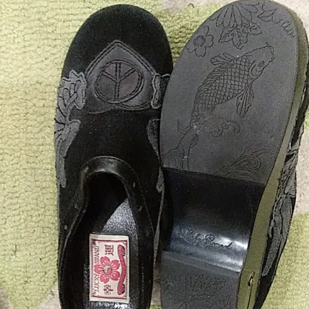 Suede slip on mules